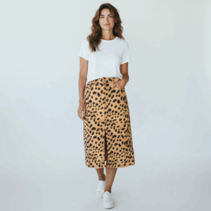 Saia Reta Animal Print DBZ jeans